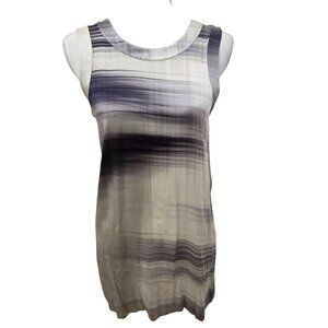 Theory Mini Dress Size P 2-4 Sleeveless Silk Blend Gray Beige Lightweight abstra